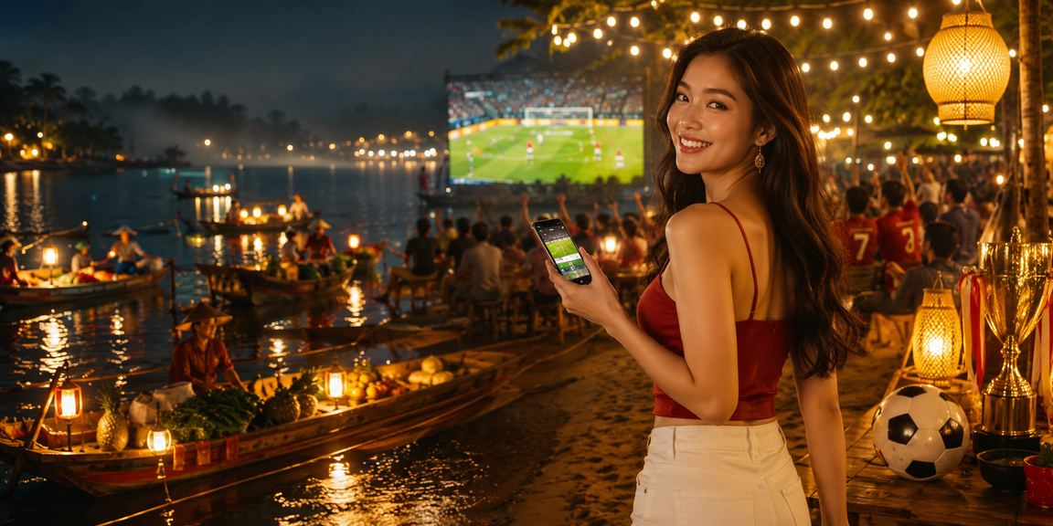 Nhóm bạn trẻ Đà Lạt theo dõi kết quả bóng đá và ưu đãi cược tại chợ đêm