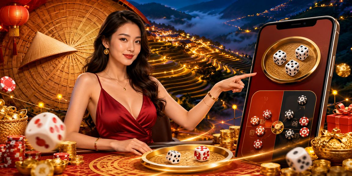 Người chơi tại Sapa tham gia game Tài Xỉu trực tuyến với biểu tượng nón lá truyền thống